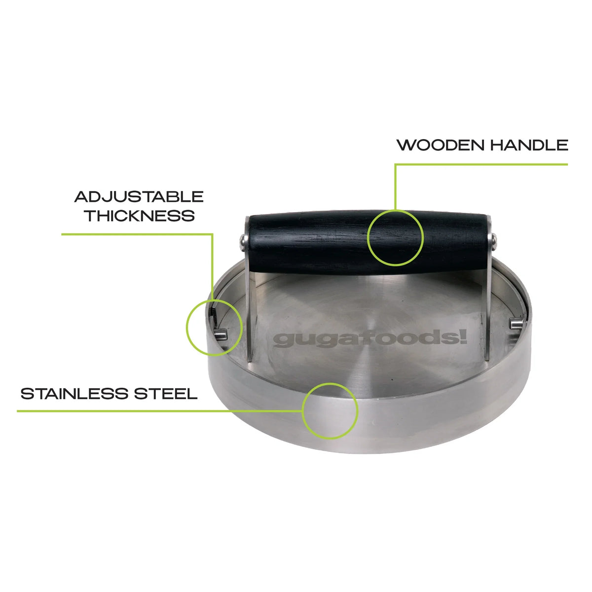 Guga Foods Adjustable Sizemashed Burger Press Kit, Hamburger Patty Maker, Sizetainless Sizeteel