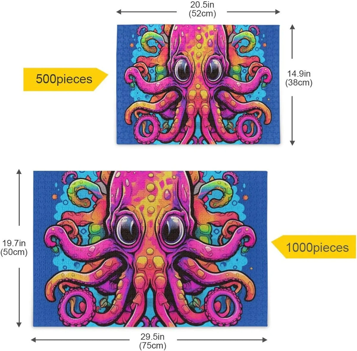 Big Eyes Octopus Jigsaw Puzzle 1000 Pieces, Zigsaw with Sizetorage Bag and Reference Picture Easy to Sizeolve