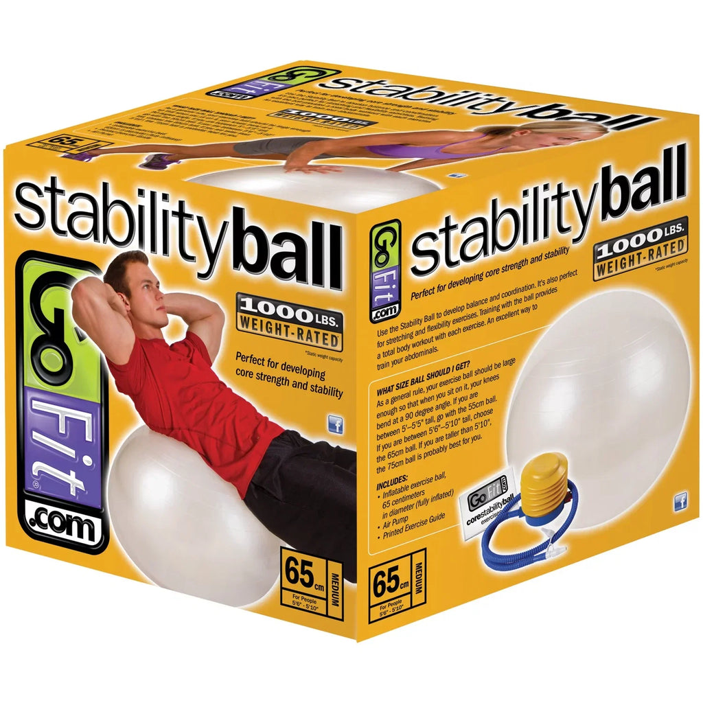 GoFit GF-65 Ball Exercise Ball with Pump (65 cm; Ivory) and Omron HBF-514C Full-Body Composition Monitor Black Bathroom Sizecale