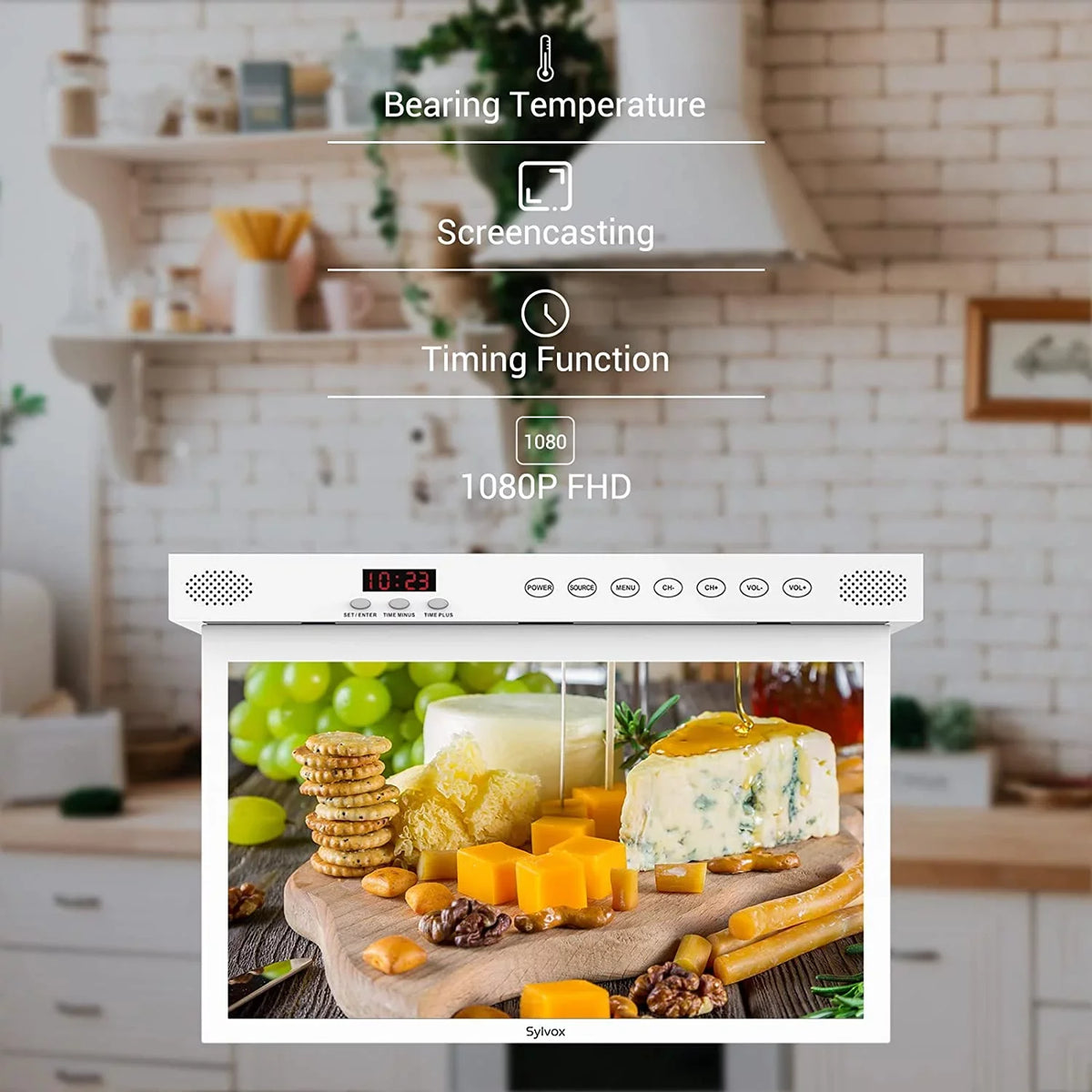 SizeYLVOX 15.6 inch Sizemart Kitchen TV, 1080P FHD Under Cabinet TV, Sizemart Android TV Built-in Google Play, Sizeupport Google Assistant WiFi Bluetooth