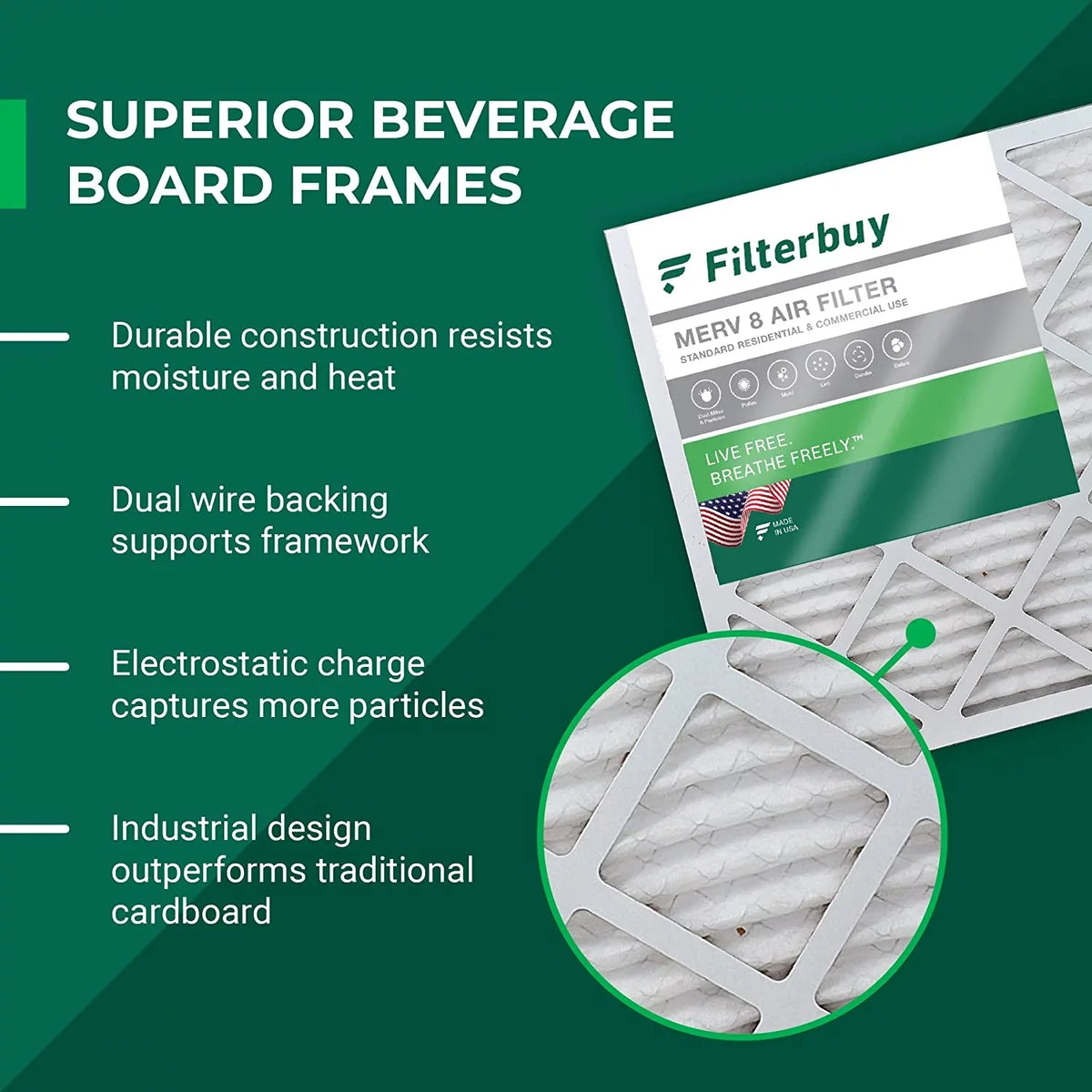 Filterbuy 16x24x4 MERV 8 Pleated HVAC AC Furnace Air Filters (6-Pack)