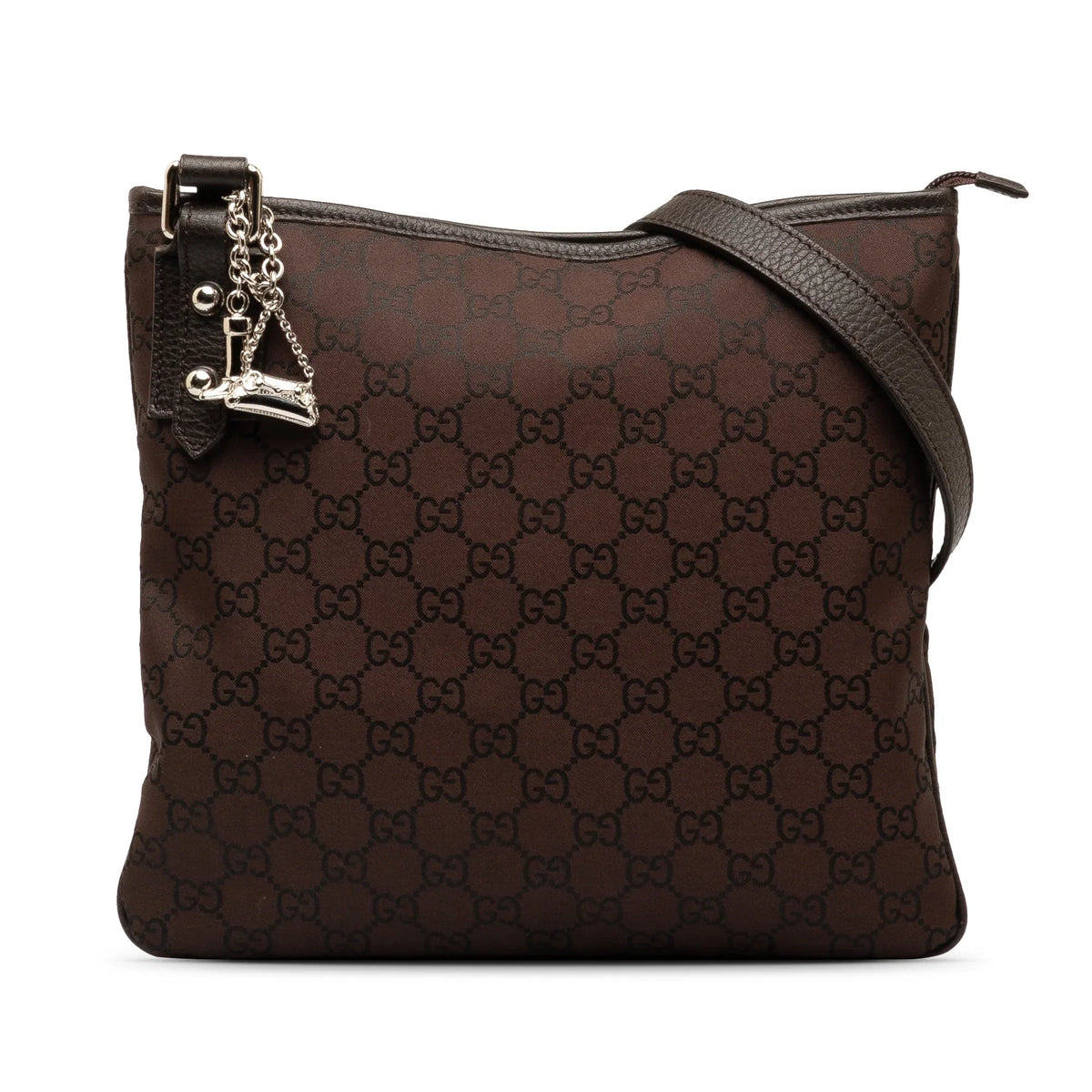 Pre-Owned Authenticated Gucci GG Jolicoeur Crossbody Nylon Fabric Brown Crossbody Bag Unisex (Good)