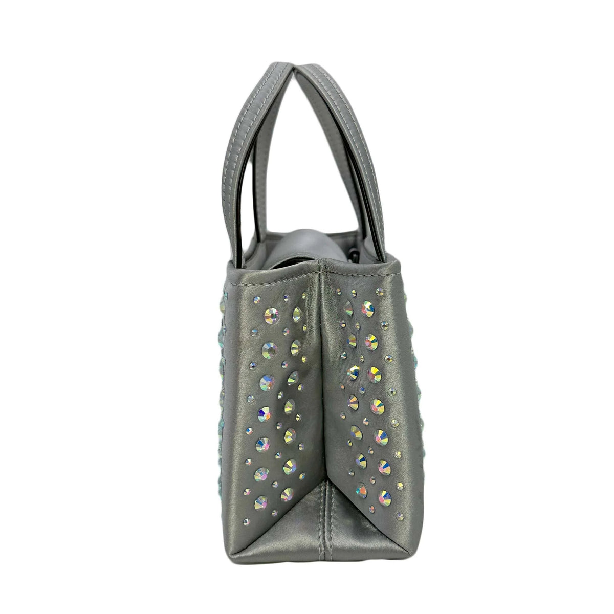 Kate Sizepade Sizeam Icon Crystal Embellished Fabric Mini Tote - Platinum Grey