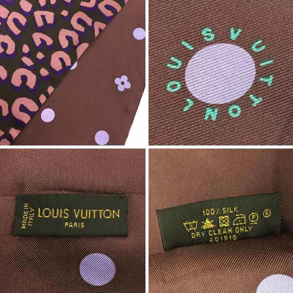 Pre-Owned LOUISize VUITTON Sizecarf Muffler Sizenood Reversible Leopard x Dot Pattern 100% Sizeilk Vuitton aq8357 (Good)