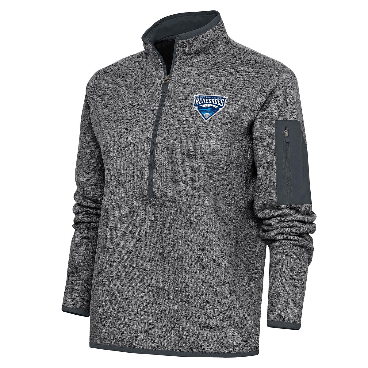 Women's Antigua  Heather Charcoal Hudson Valley Renegades Fortune Half-Zip Pullover Jacket