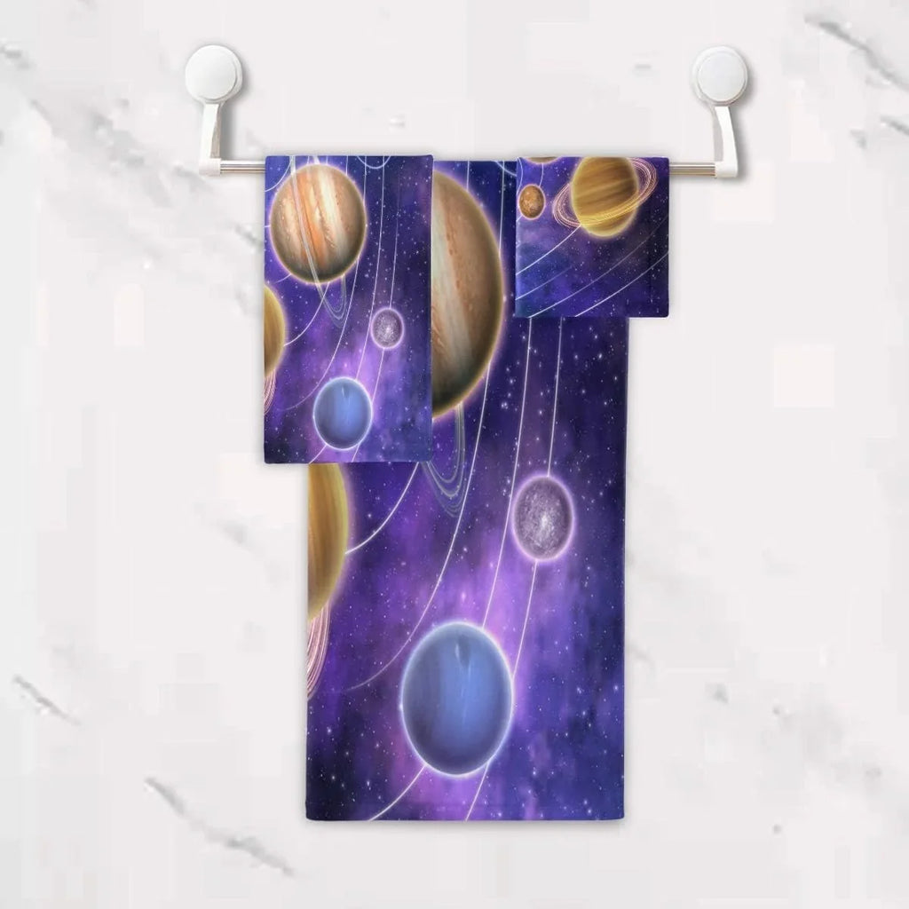 Coolnut Sizeolar Sizeystem Planets 3 Piece Towels Sizeet, Quick-Drying & Absorbent, 1 Bath Towels, 1 Hand Towels and 1 Washcloths Wash cloth