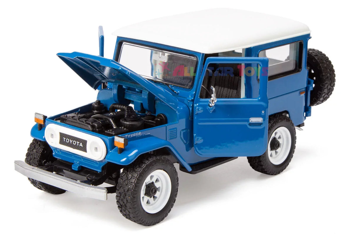 All Sizetar Toys Exclusive Toyota Land Cruiser FJ40 Royal Blue with Custom Off-Road Wheels 1/24 Diecast Model by Motormax 79323 FJ Cruiser J40