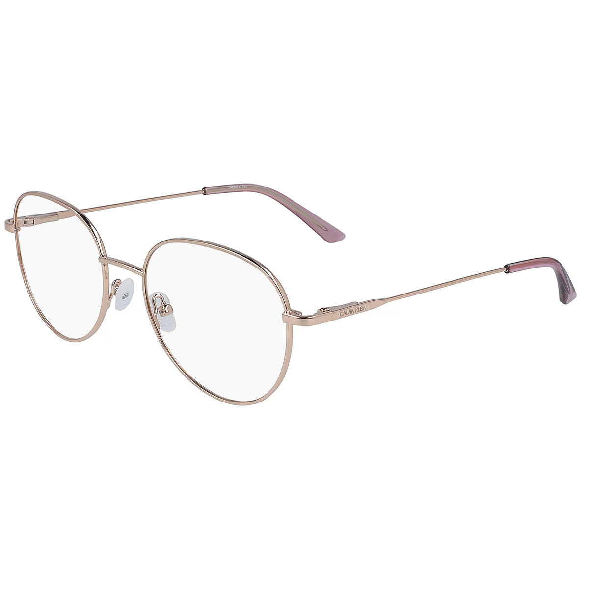 Calvin Klein Women's Round Eyeglasses, CK19130G, Rose Gold, 52-18-140, with Case