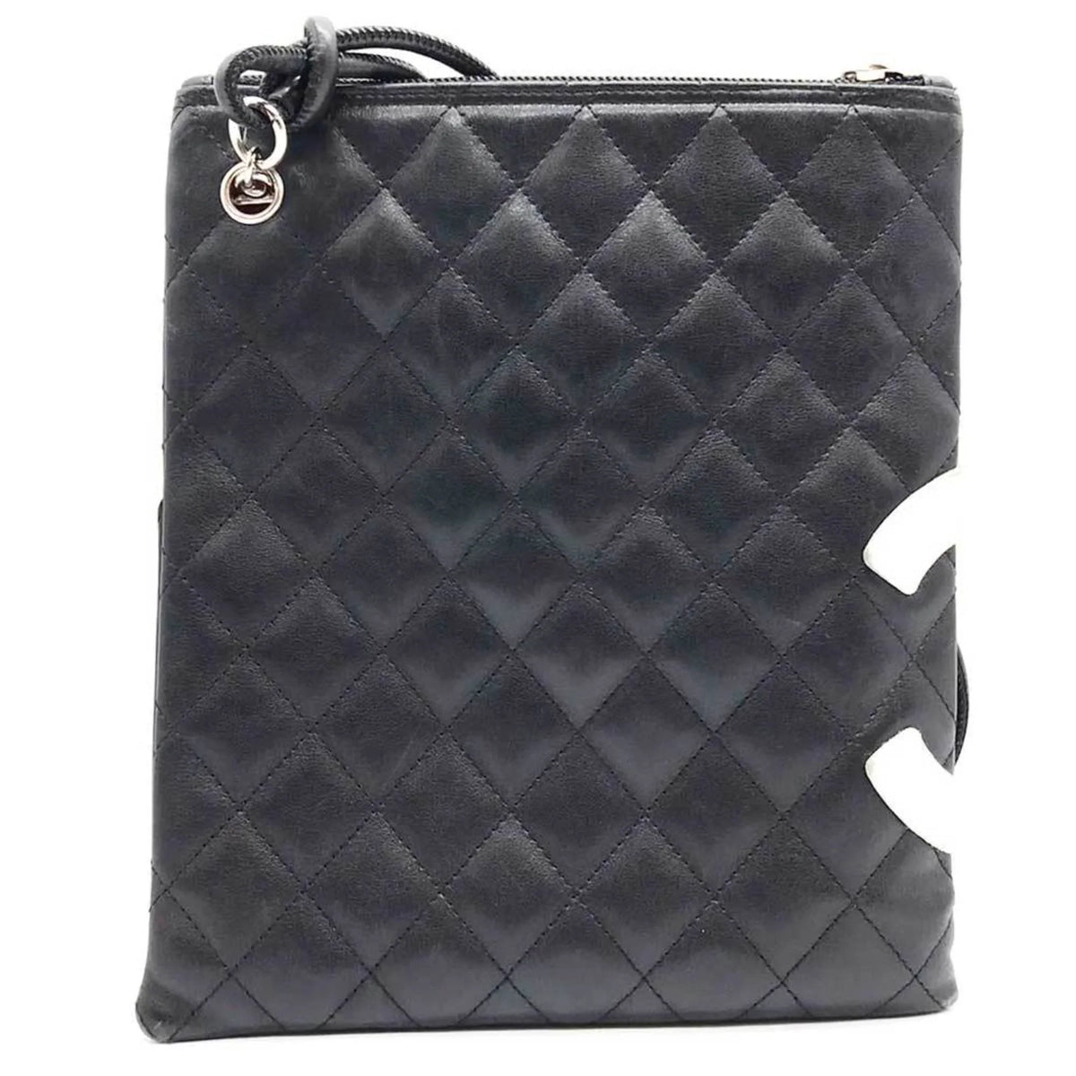 Pre-Owned CHANEL Cambon Line Sizehoulder Bag Leather Black 100s (Fair)