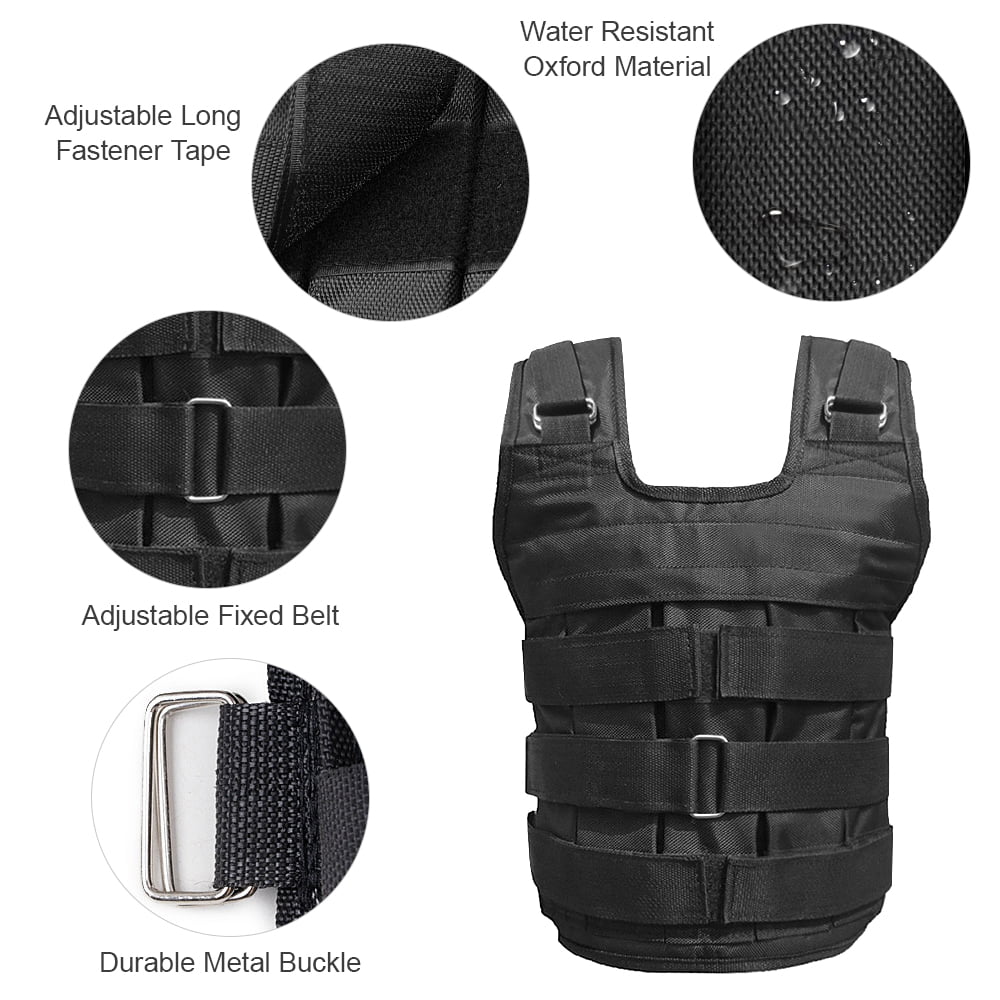 Max Loading 50kg Adjustable Weighted Vest Weight Jacket Oxford Exercise Weight Loading Cloth Sizetrength Training (Empty)