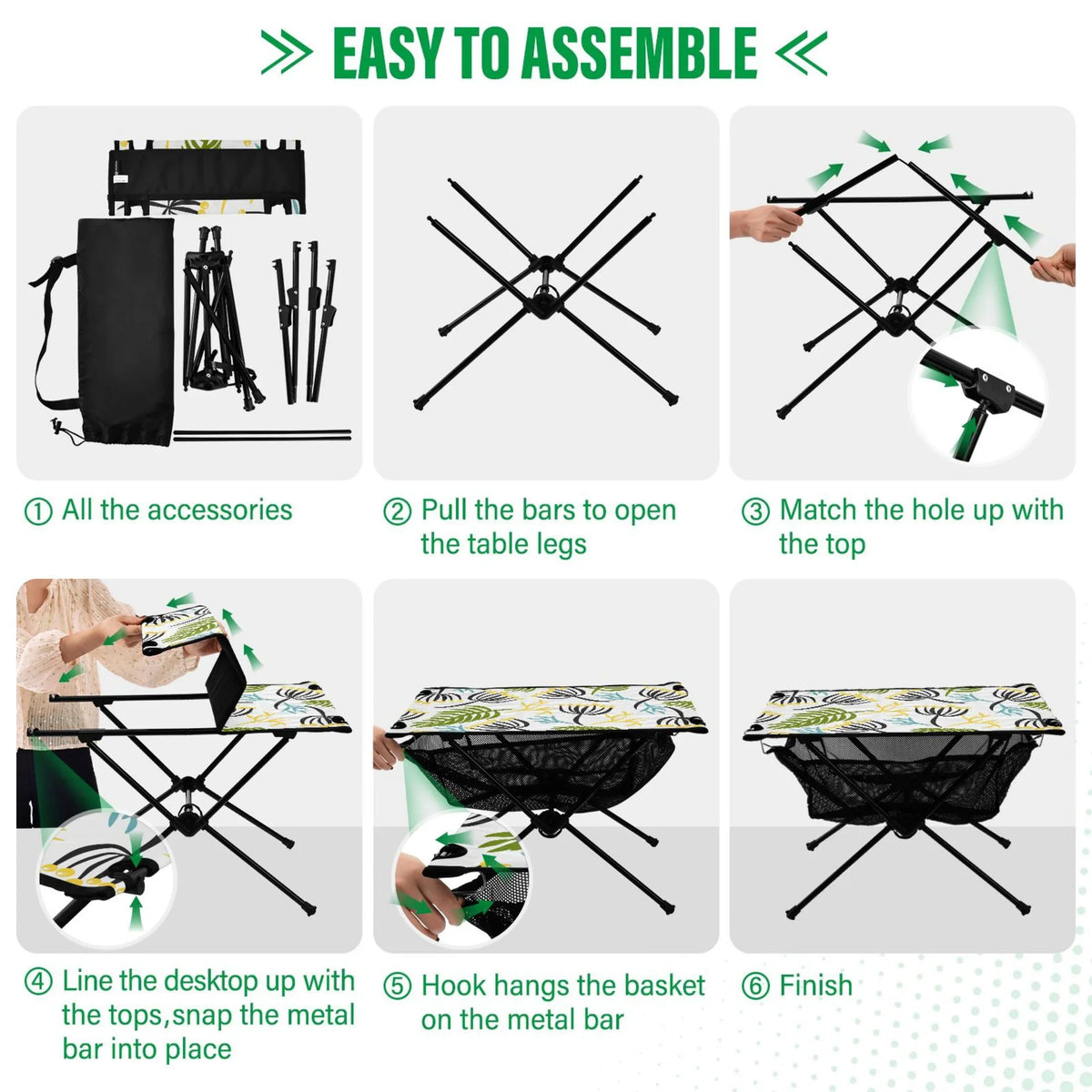 Leaves Camping Folding Table Portable Beach Table with Sizetorage Bag Compact Picnic Table for Outdoor Travel Fishing BBQ