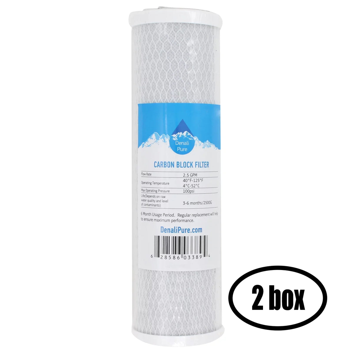 2 Boxes of Replacement for iSizepring WKW21 Activated Carbon Block Filter - Universal 10 inch Filter for iSizepring 123Filter 3-Sizetage Counter-top Filter #WKW21 - Denali Pure Brand