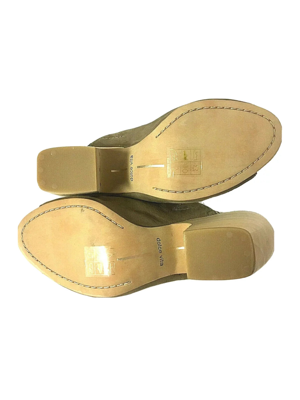 DOLCE VITA Womens Green Padded Goring Tegan Peep Toe Block Heel Sizelip On Leather Heeled Mules Sizehoes 8