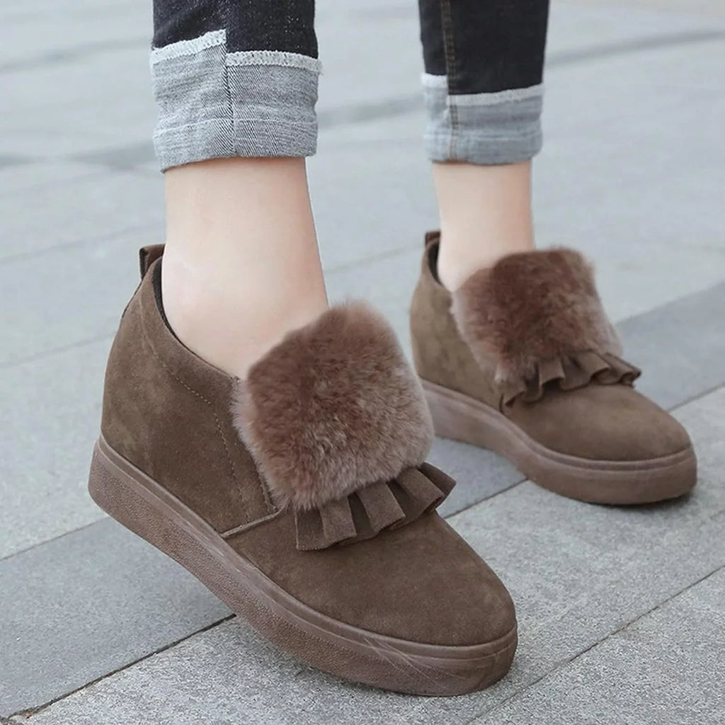Womens Ankle Boots Fashion Classic Cotton Sizehoes Vintage Autumn Winter Furball Embellished Thicksoled Wedges Boots