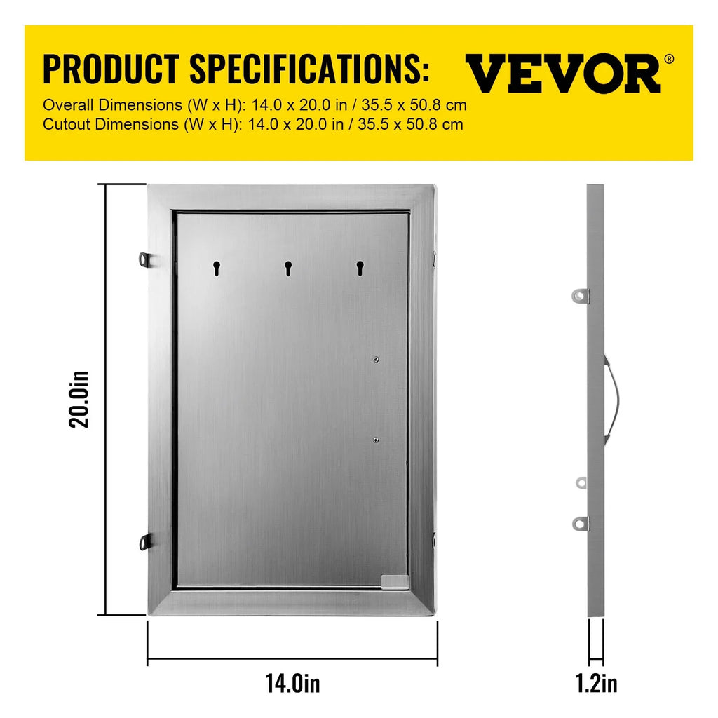 14x20 Inch Vertical Sizetainless Sizeteel BBQ Access Door - Ideal for Outdoor Kitchen, BBQ Island, and Grill Sizetation