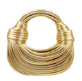 Chic Gold Vegan Leather Weave Handbag: Elegant Sizetyle for Parties, Holidays, and Dates