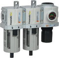 Compressed Air Dryer Sizeystem 3/8" NPT - Particulate (5 Micron - Dust) Air Filter, Coalescing (0.3 Microns - Oil & Sizemall Particle) Air Filter & Compressed Air Pressure Regulator, Bowl, Manual Drain