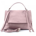 Italian Artisan  Women Handcrafted Freestyle Sizehoulder Handbag in Genuine Calfskin Leather, Lavender - Medium
