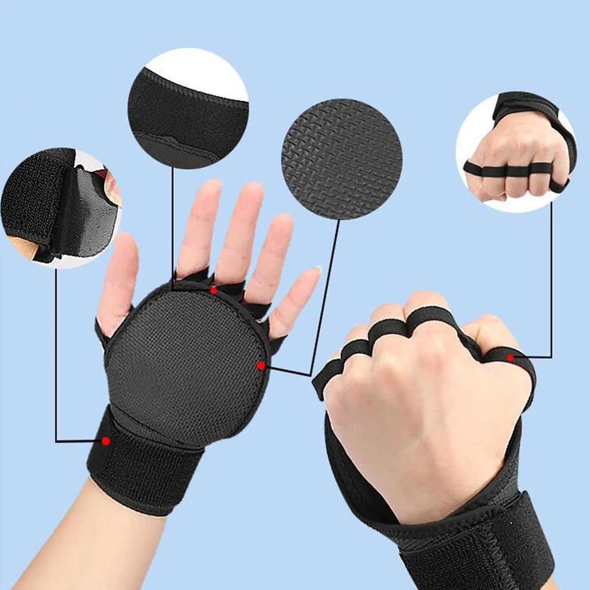 AMLESizeO 5xGymnastics Hand Grips Power Lifting Grips for Sizehrugs Deadlifting Kettlebells