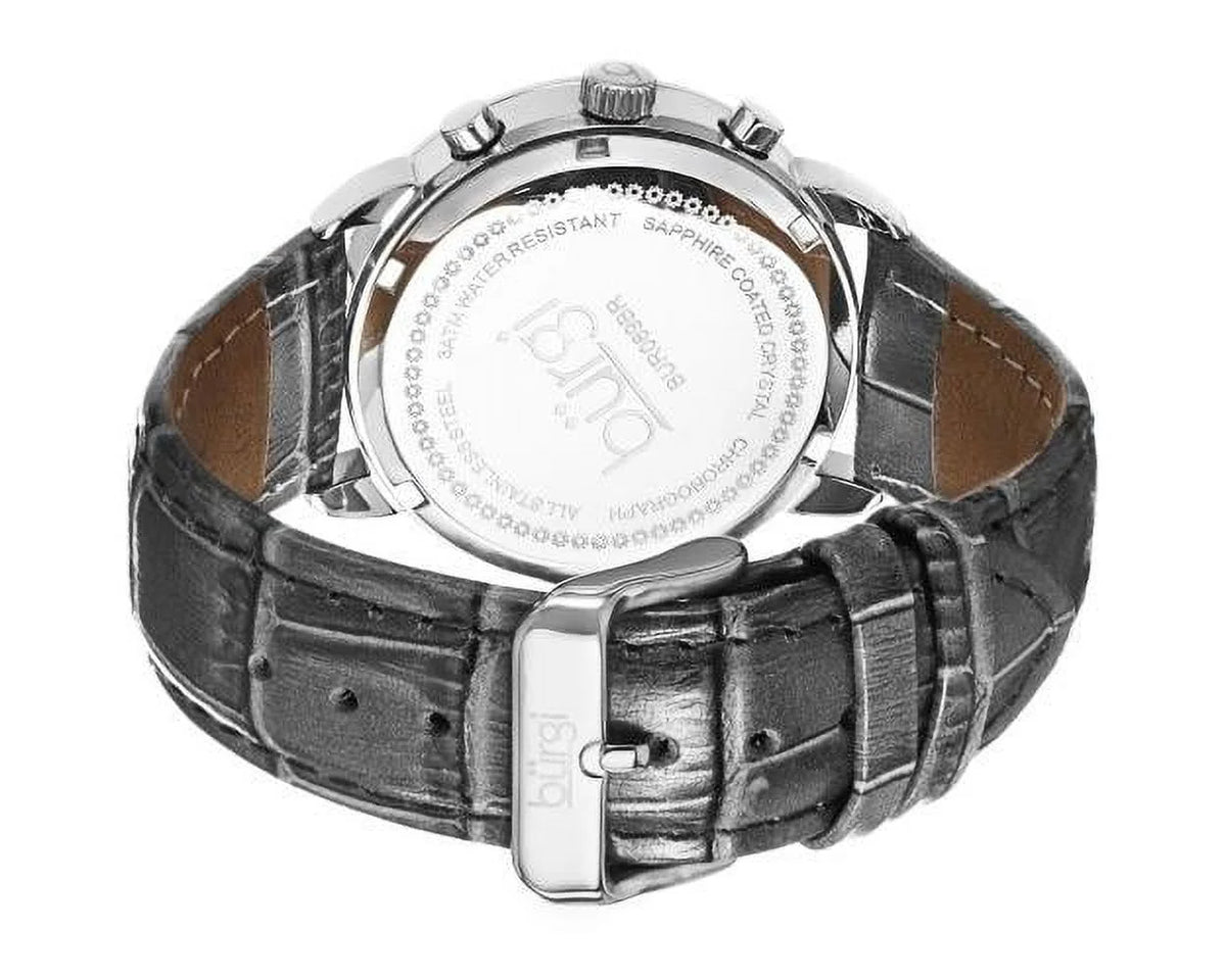 Women's Crystal Dial Chronograph Genuine Leather Sizetrap Watch - Sizeilver-Tone