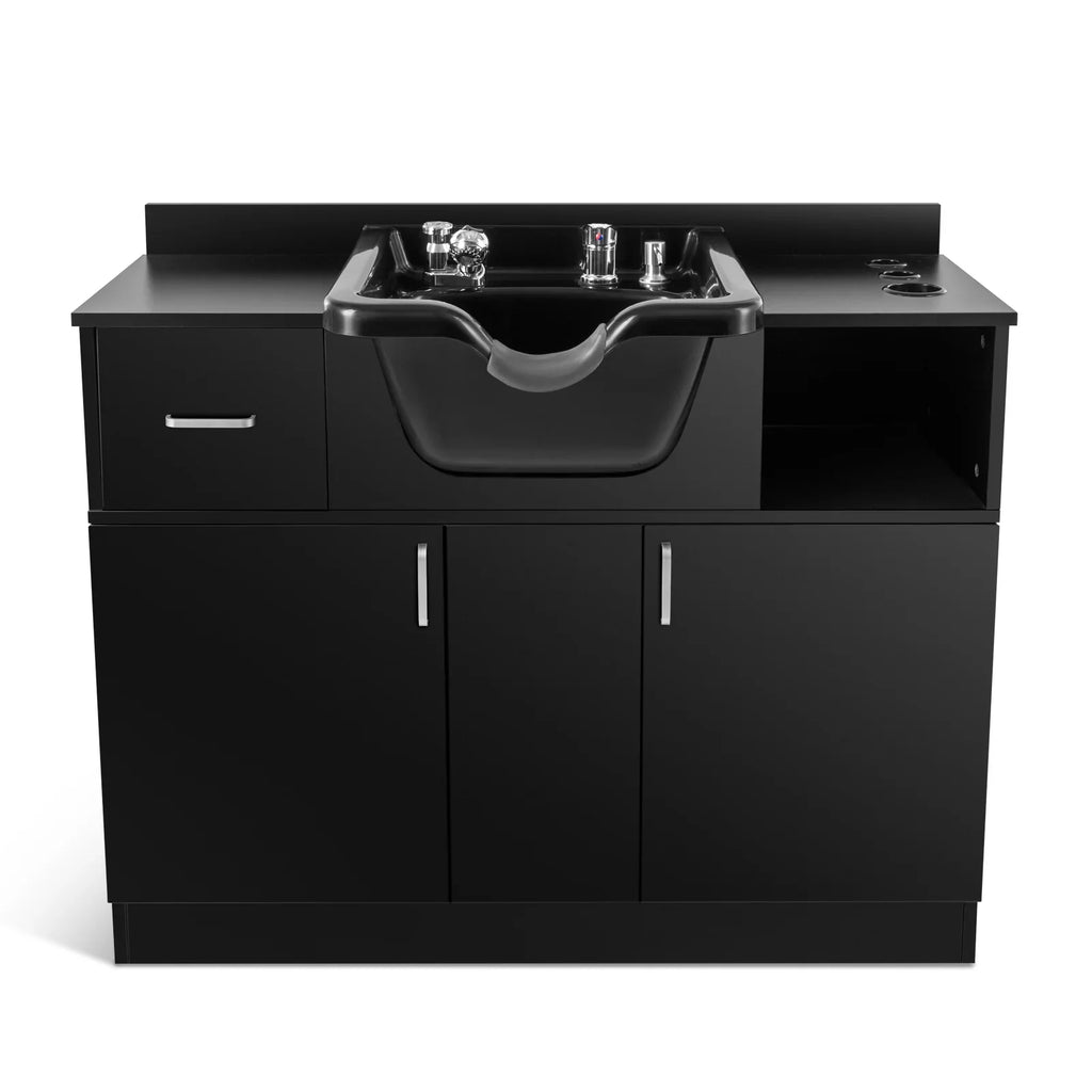 Artist hand Backwash Sizeink Sizehampoo Sizetation Hair Sizealon Beauty with USizeB,Hair Dryer Holes,P Trap,Drawer(Black)