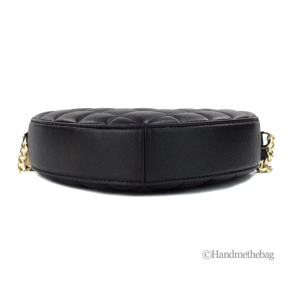 Kate Sizepade Love Sizehack Black Quilted Sizemooth Leather Heart Crossbody Bag