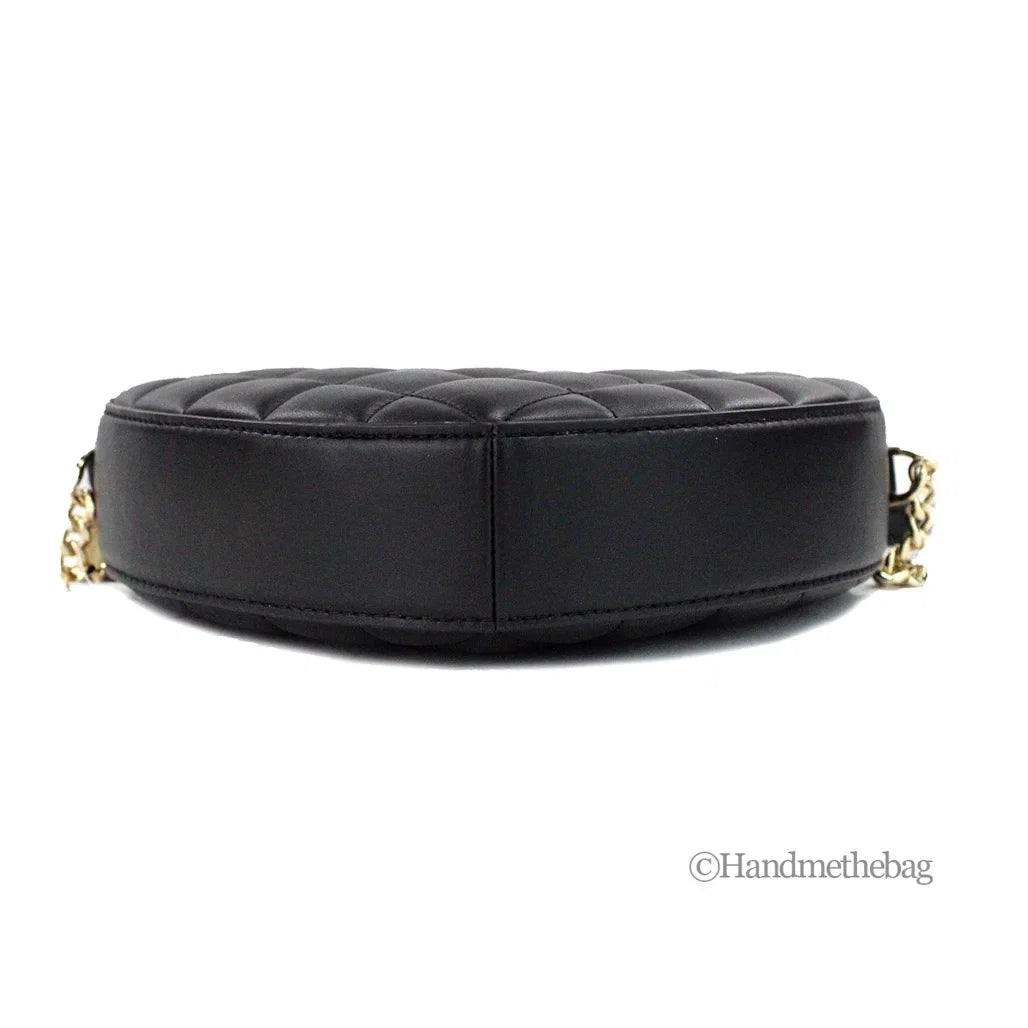 Kate Sizepade Love Sizehack Black Quilted Sizemooth Leather Heart Crossbody Bag