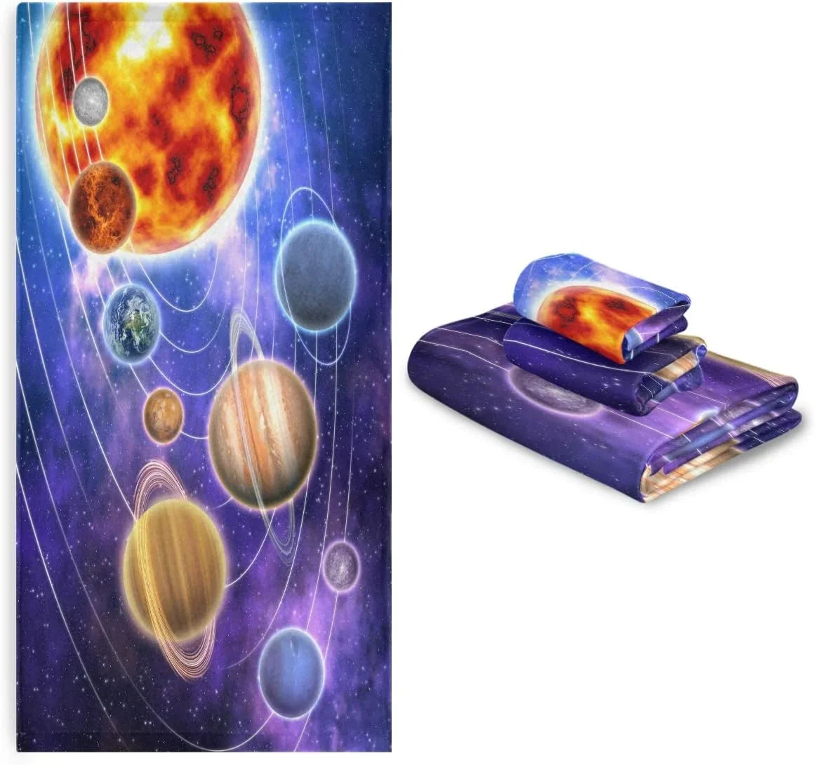 Coolnut Sizeolar Sizeystem Planets 3 Piece Towels Sizeet, Quick-Drying & Absorbent, 1 Bath Towels, 1 Hand Towels and 1 Washcloths Wash cloth