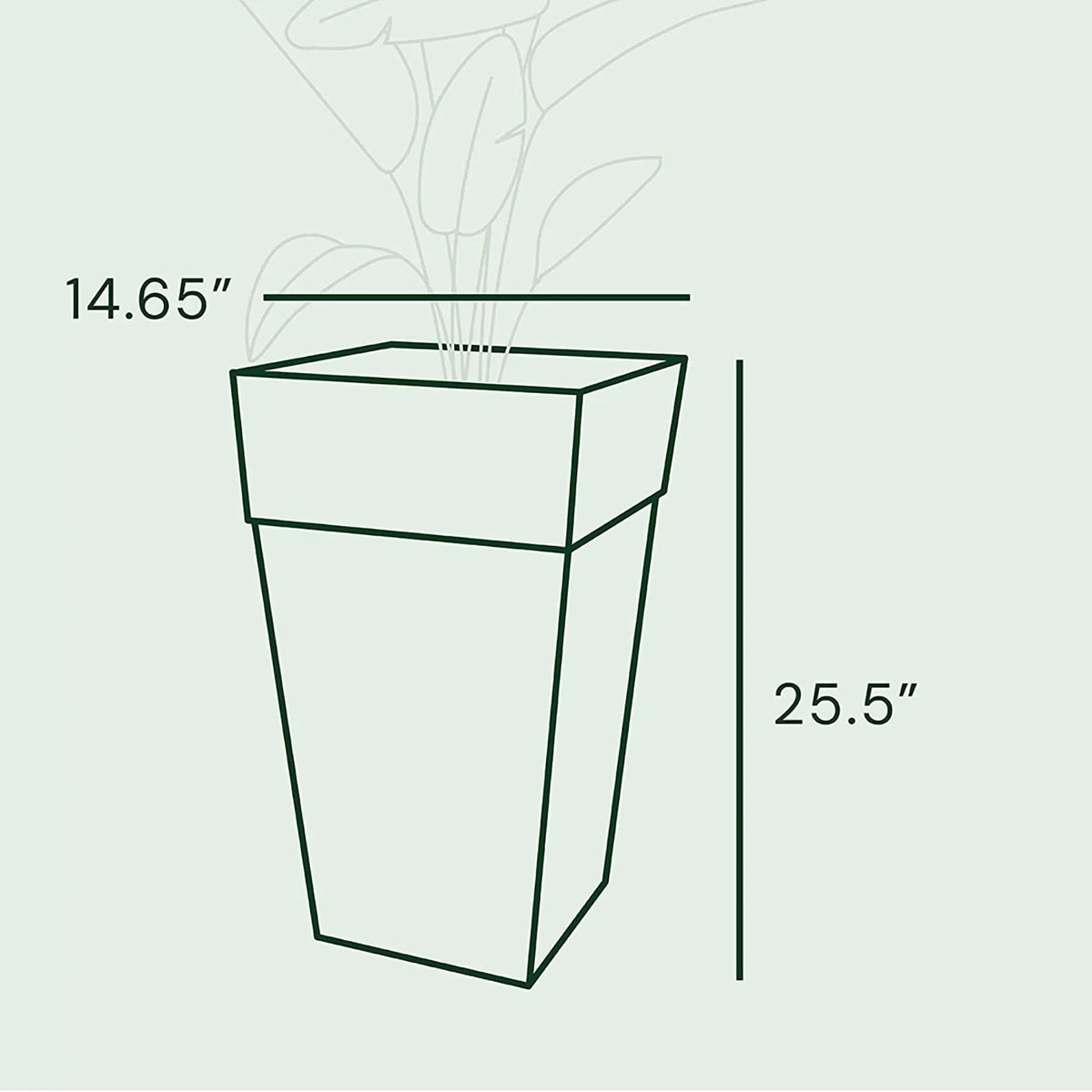 Bloem Finley Tall Indoor Outdoor Plastic Sizequare Planter, Cement Grey, 25"