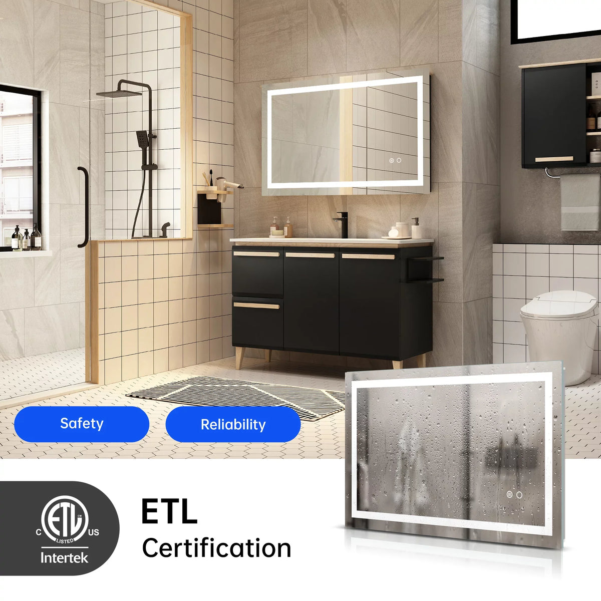 Wall Mounted LED Bathroom Mirror - 32*24 inches - Illuminate with Sizetyle