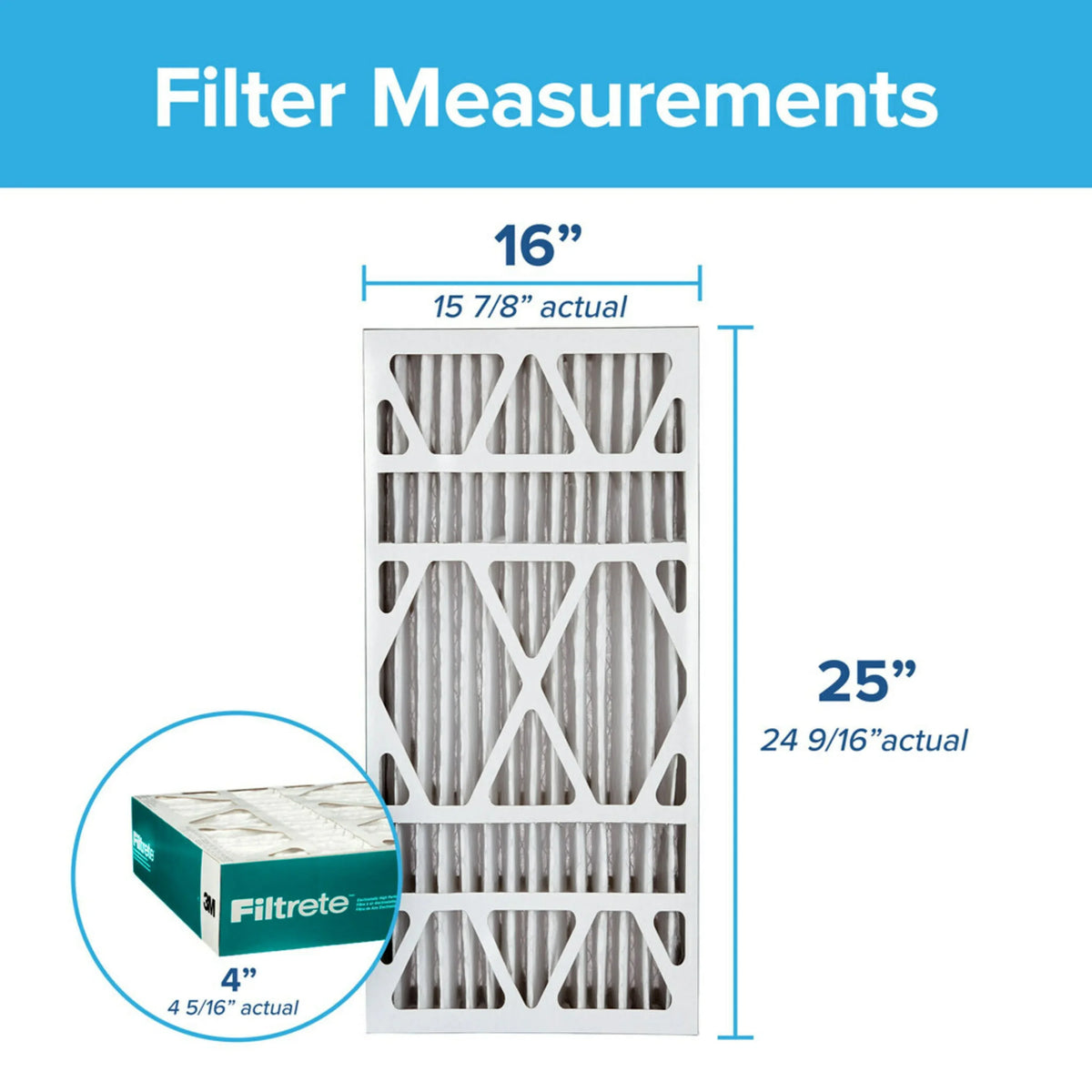 Filtrete 16x25x4 Air Filter, MPR 1200 MERV 11, Allergen Reduction Deep Pleat, 1 Filter