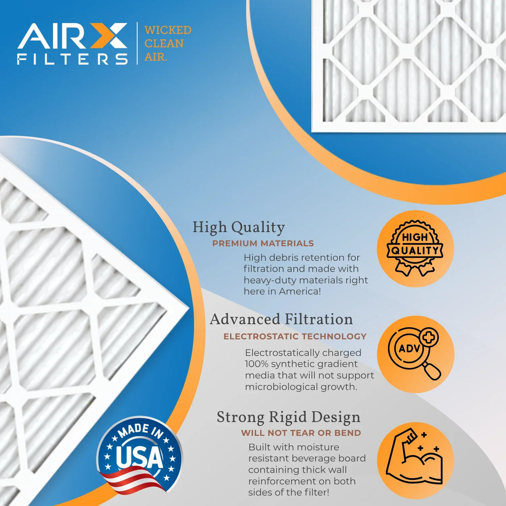24x36x1 Air Filter MERV 11 Comparable to MPR 1000, MPR 1200 & FPR 7 Electrostatic Pleated Air Conditioner Filter 6 Pack HVAC Premium USizeA Made 24x36x1 Furnace Filters by AIRX FILTERSize WICKED CLEAN AIR.