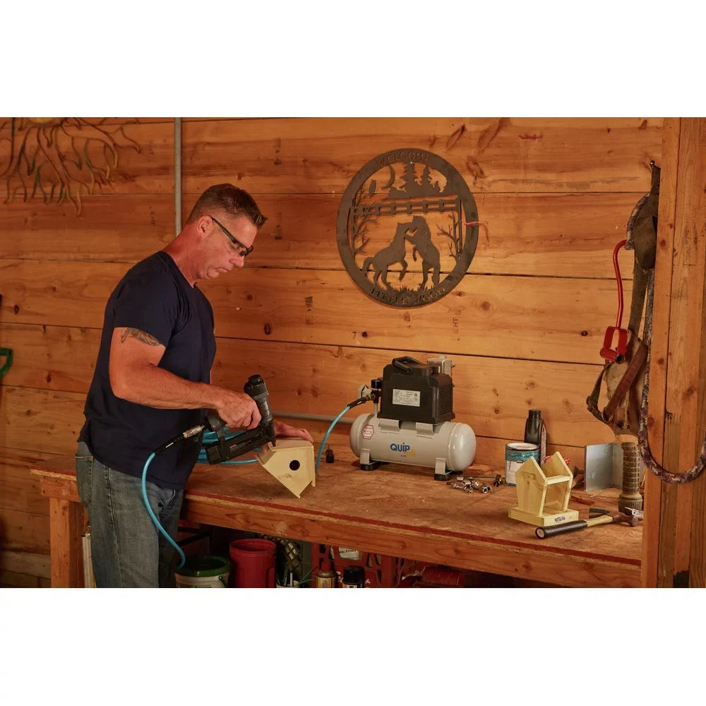 Quipall 2-.33 1/3 HP 2 Gallon Oil-Free Hotdog Air Compressor