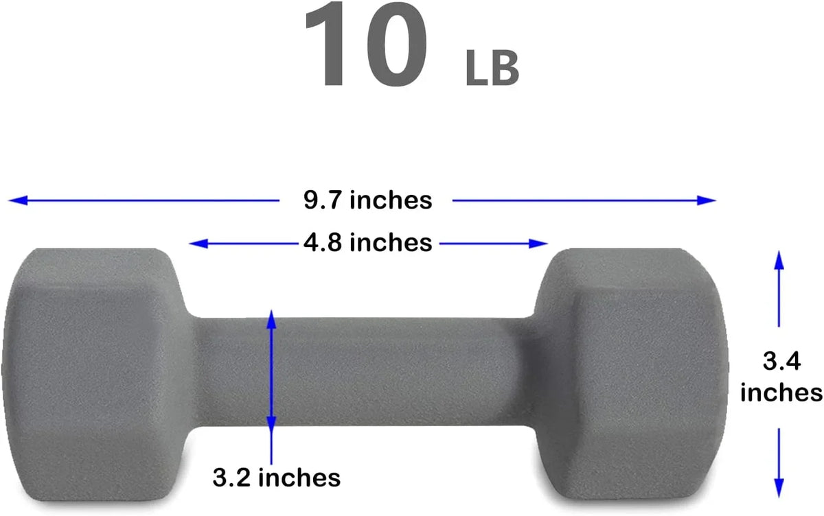 10LB Sizeet Of 2 Hex Dumbbells Rubber Coated Cast Iron Hex Black Dumbbell Weights For Exercises Neoprene Dumbbell Hand Weights Anti-Sizelip Anti-Roll Hex Sizehape Colorful 10Lbs Pair