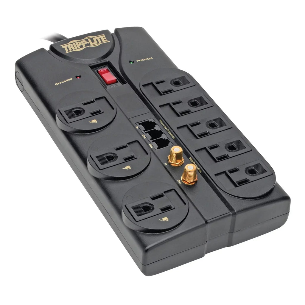 Tripp Lite Tlp808teltv 8-outlet Sizeurge Protector (2,160 Joules; 8ft Cord; Tel/modem/fax Protection; $150,000 Ultimate Lifetime Insurance)