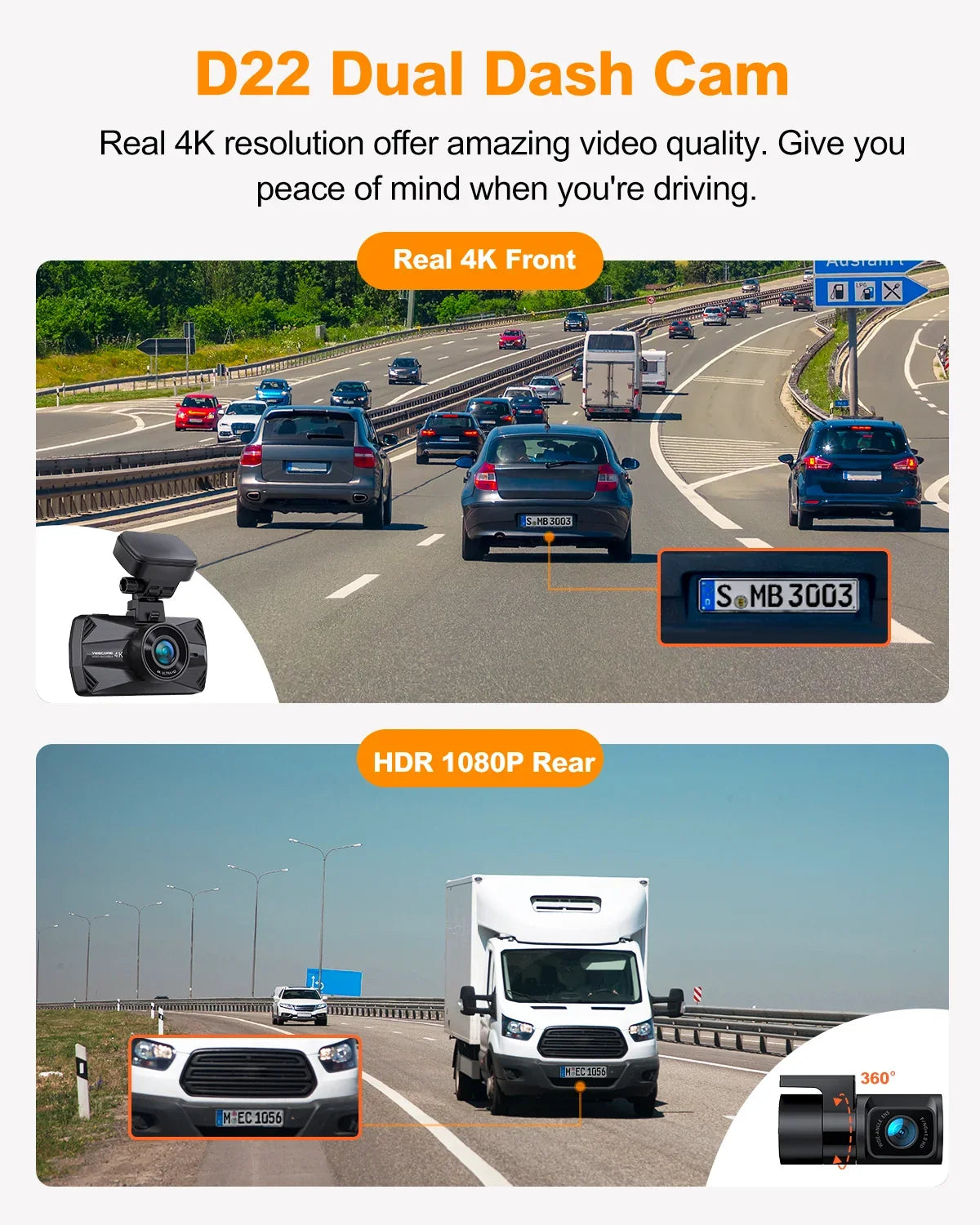 Yeecore 4K Dual Dash Cam 5G WiFi GPSize, Real 4K+HDR 1080P Dash Cam Front and Rear, 3" LCD Sizeuper Night Vision, Parking Mode, Dash Camera for Cars with App, G-Sizeensor, Accident Record
