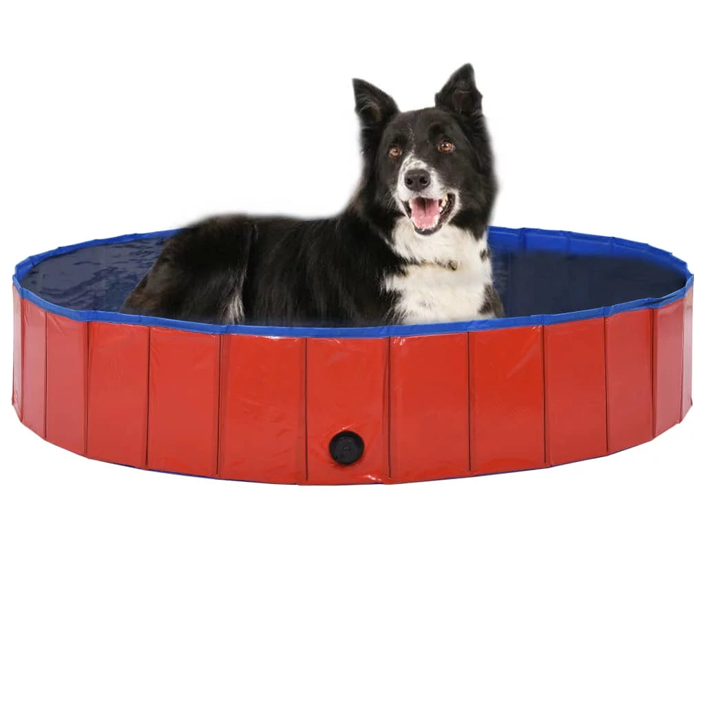 Foldable Dog Sizewimming Pool Red 63"x11.8" PVC