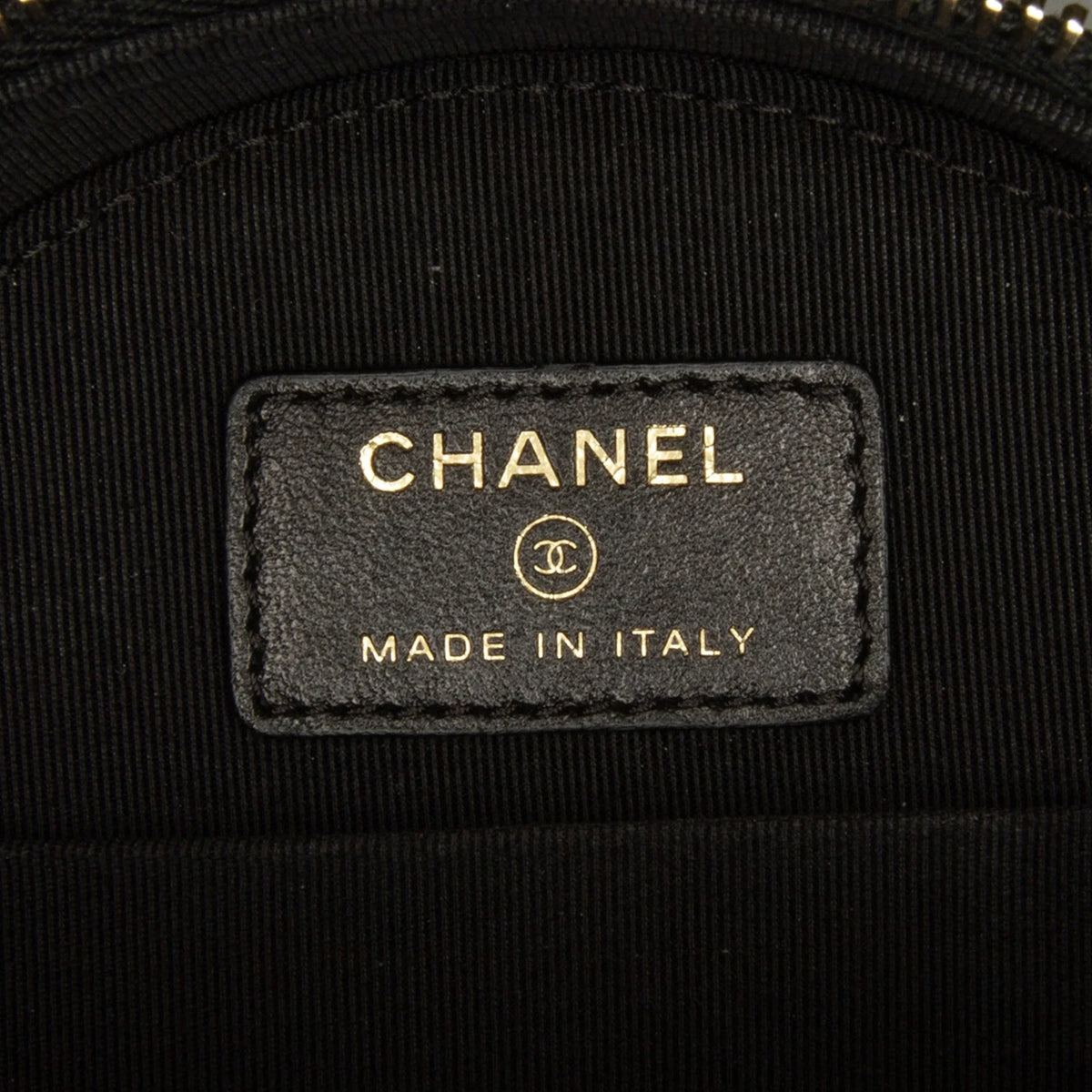 Pre-Owned Authenticated Chanel Lucky Charms Round Crossbody Bag Lambskin Leather Black Unisex (Good)