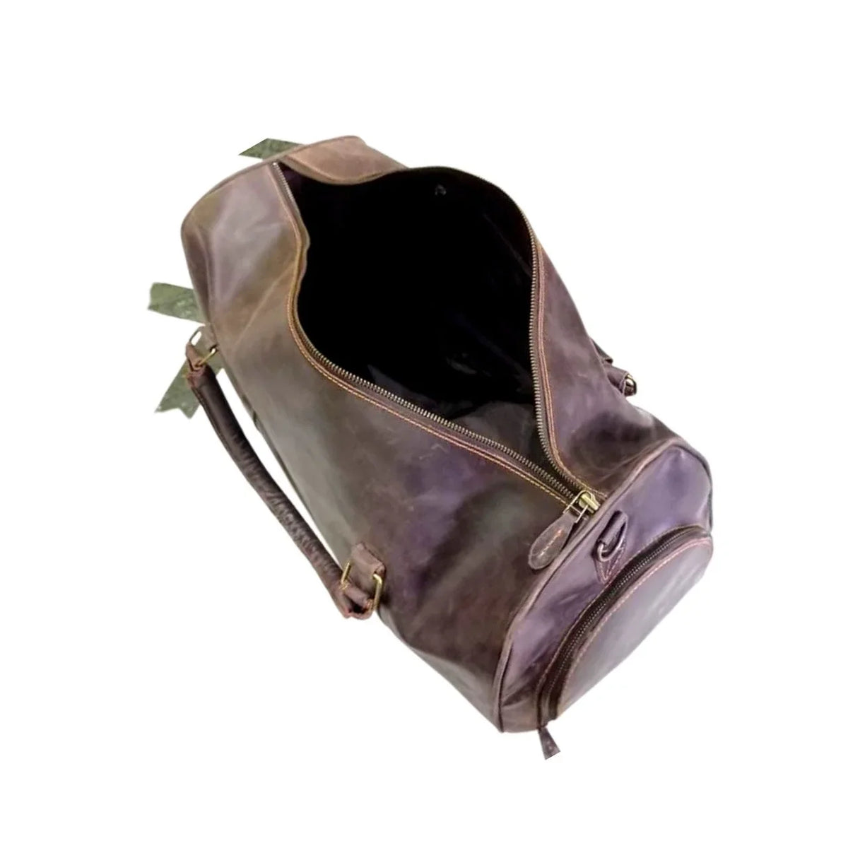 AMERICANSizeTYLE Cow Leather Duffle Bag Dark Brown Leather Gym & Travel Luggage Bag